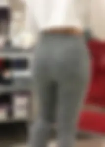 Sexy lady shopping at Target with a big ass in grey leggings