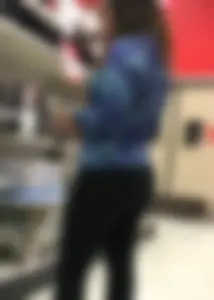 Brunette with glasses and nice ass shopping at Target in leggings