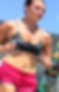 Fit girl with Tiny Sports Bra out for a Jog