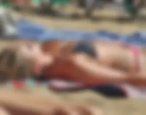 Swedish Beach Babe In Black and Pink Bikini