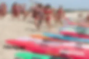 Lifeguard tournament girls on the beach