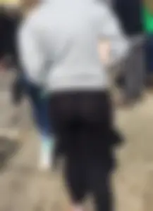 Round Sexy Ass in Black Tights VPL Seethrough Street Creepshots