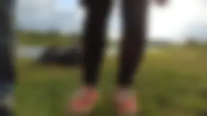 Feet Closeups in Sneakers And Tight Black Jeans - Countryside Creepshots