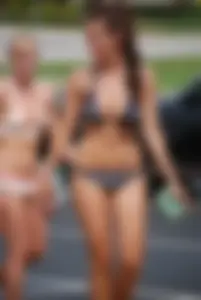 Various sexy girls at car washes in bikinis