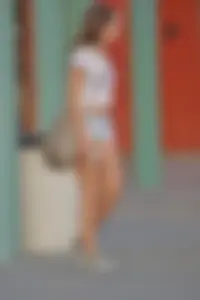 Cute skinny teen in shorts with thick brunette friend in shorts