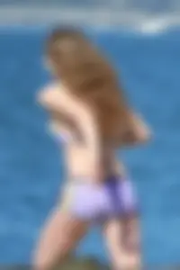 Beauty at the beach in booty short bikini