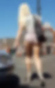 Blonde Milf with Muscular Ass and Legs in Mini Shorts on High Platforms Street Creepshots