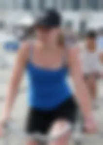 Cute teen bike rider in spandex shorts with a nice ass and vpl