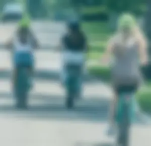 Bike ride in see through pants - THONG