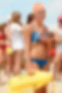 Lifeguard tournament girls on the beach