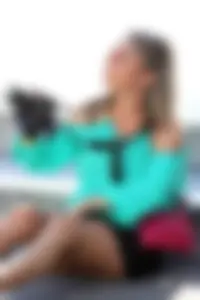 Blonde lady upskirted showing her panties and pussy lips
