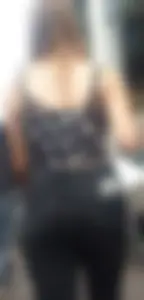 Cute street teen in tight black jeans, hot booty creepshots