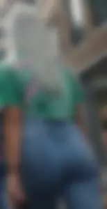 Blonde girl wearing blue jeans with a great ass street creepshots