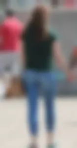 Redhead booty walking in tight jeans