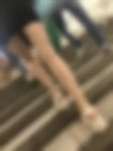 Amazing long and skinny legs (and feet in sandals) in subway