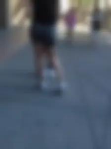 Thick big booty teen with braces in tight grey spandex shorts