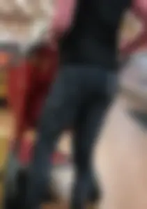 Skinny blonde milf grocery shopping in leggings