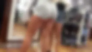 Big booty blonde babe shopping in tiny shorts