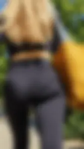 Beautiful College Blonde with Amazing Ass VTL in Black Leggings