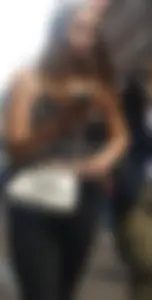 Cute street teen in tight black jeans, hot booty creepshots