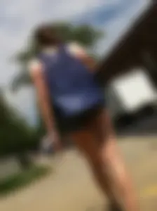 Hot college girl in little jean shorts showing some cheeks and legs