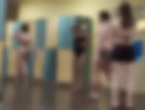 Girl in Slippers and Tights Locker Room Creepshots