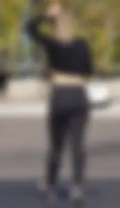 Sexy ass blonde in the parking lot in leggings with amazing body