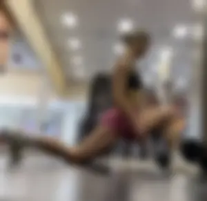 Bubble Butt Blonde Stretching at the Gym