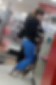 Amazing tight little ass in blue leggings!