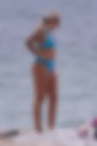 Blue Thong Bikini Taking a Walk