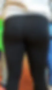 Nice ass in black leggings with slight vpl