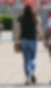 Redhead booty walking in tight jeans