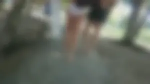 Girl with a nice ass in wet white bikini bottom