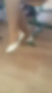 Nice College Teen's Feet in White Flats Classroom Closeup