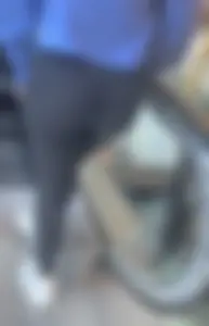 Girl with fit bubble booty in leggings going up elevator