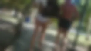 Girl with a nice ass in wet white bikini bottom