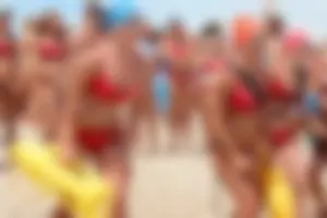 Lifeguard tournament girls on the beach