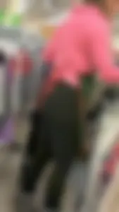 Cute Shop Assistant Girl in Black Tights