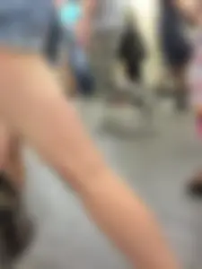 Girl with Hot Muscular Legs in Shorts - Subway Creephot