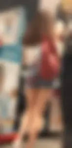 Teen with sexy legs in short jean shorts