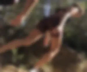 Sexy tanned babe shiny spandex w/ vpl