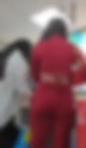 Hot minx in a slutty red outfit