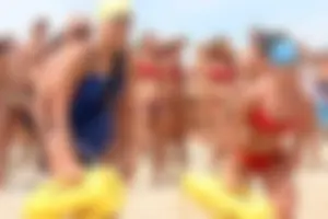 Lifeguard tournament girls on the beach