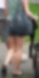 Cute Blonde Teen In Denim Shorts