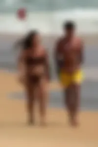 Sexy Asian on the beach with nice boobs and ass