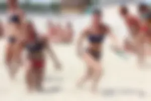 Lifeguard tournament girls on the beach