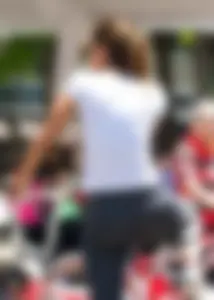 Sexy girl riding a bike in leggings with vtl