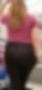 Amazing MILF See Through Visible Thong in Black Leggings Shopping with Husband
