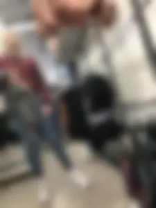 Cute Blonde Girl in Tight Blue Jeans Store Candid