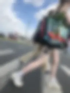 Girl in a Short Dress With Long Pale Fit Tattooed Legs on the Crosswalk Creepshots